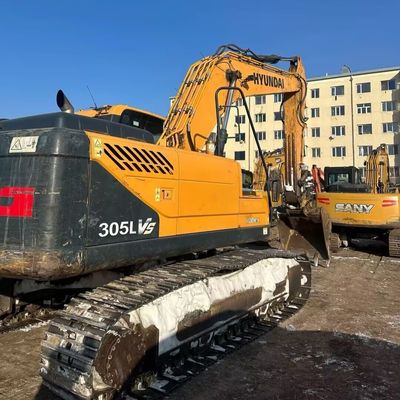 Amarela Hyundai 305 Excavatora Usada Excavadora 198kw 1900rpm Máquina de Construção de Segunda Mão