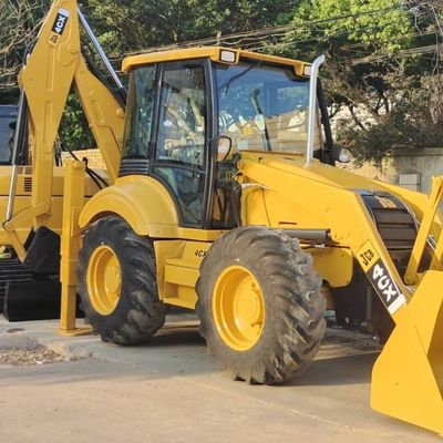 74.6kW JCB 4CX Carregador usado Amarelo 4378kg Elevador Carregador de retroescavadeira de segunda mão Roda em movimento