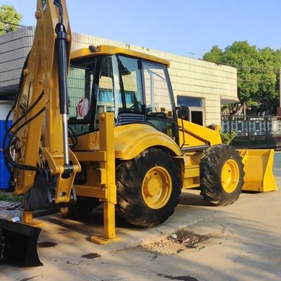 74.6kW JCB 4CX Carregador usado Amarelo 4378kg Elevador Carregador de retroescavadeira de segunda mão Roda em movimento