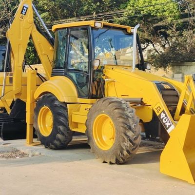 74.6kW JCB 4CX Carregador usado Amarelo 4378kg Elevador Carregador de retroescavadeira de segunda mão Roda em movimento